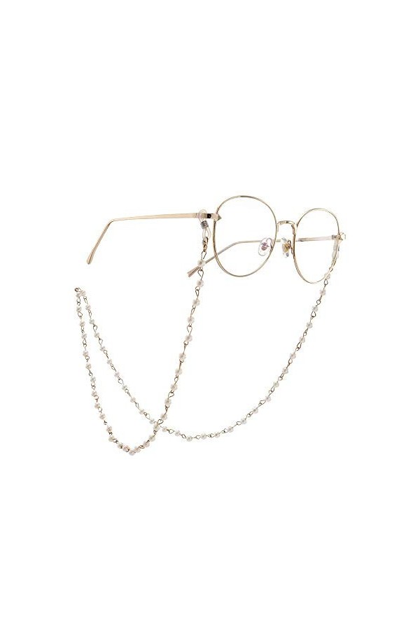 GYC Personnalité Blanc Petite Perle Perlé Chaîne De Lunettes Porte-Lanière Sangle pour Femmes Mode Lunettes Chaîne Couleur :