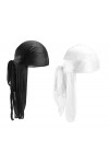 2 PCS Silky Durag Unisexe Bonnet Chapeau Durag pour Hommes Femmes Bonnet Respirant Doux Bandana Wave Cap Durag Turban Head He