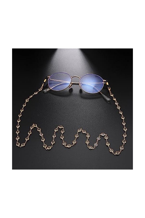 Chaîne De Lunettes pour Femmes avec Perles en Cristal Métallique- Sangle De Retenue De Lunettes - Cordon De Lunettes De Solei