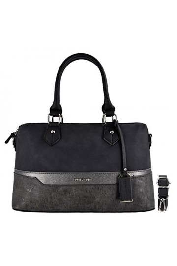 David Jones - Sac à Main Polochon Bowling Femme - Sac Multicolore à Bandes Cuir PU Nubuck Paillette - Cabas Fourre-Tout Porté