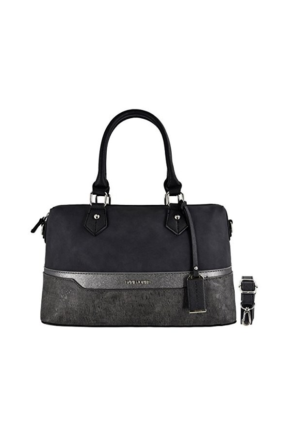 David Jones - Sac à Main Polochon Bowling Femme - Sac Multicolore à Bandes Cuir PU Nubuck Paillette - Cabas Fourre-Tout Porté