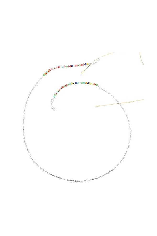 GaoF Lunettes Chaîne Multicolore Argent Fleur Perlée Lunettes Lunettes De Soleil Chaîne Sangle Cordon Titulaire Perle Chaîne 