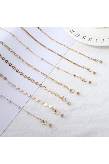 Collier de sangle de lunettes, chaînes de lunettes longes en métal perlé, chaîne de lunettes de soleil, support de lanière de