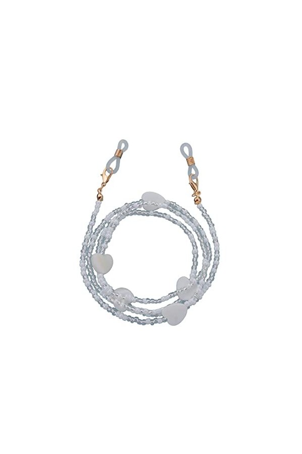 FISIDI Collier de sangle de lunettes, chaînes de lunettes longes chaînes de lunettes de coeur sangle perlée femmes visage lan