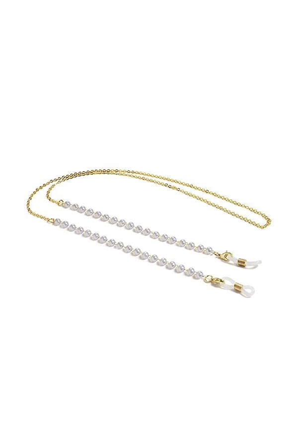 Collier de sangle de lunettes, chaînes de lunettes longes chaîne de coeur en métal femmes chaîne de perles de mode délicate c