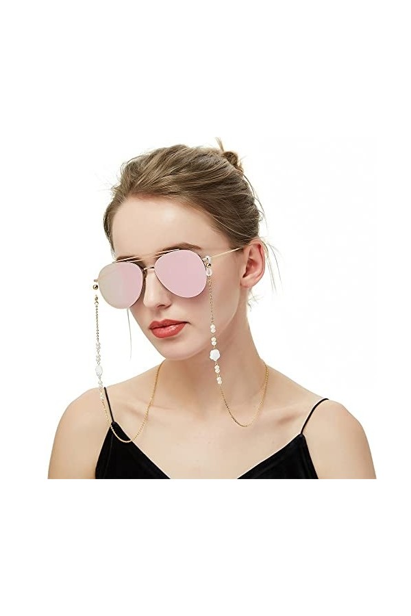 WORNEW Chaînes pour Lunettes Chaîne de Lunettes de Soleil chaîne de Lunettes Femme rétro Cour décoration chaîne Anti-Perte Ch