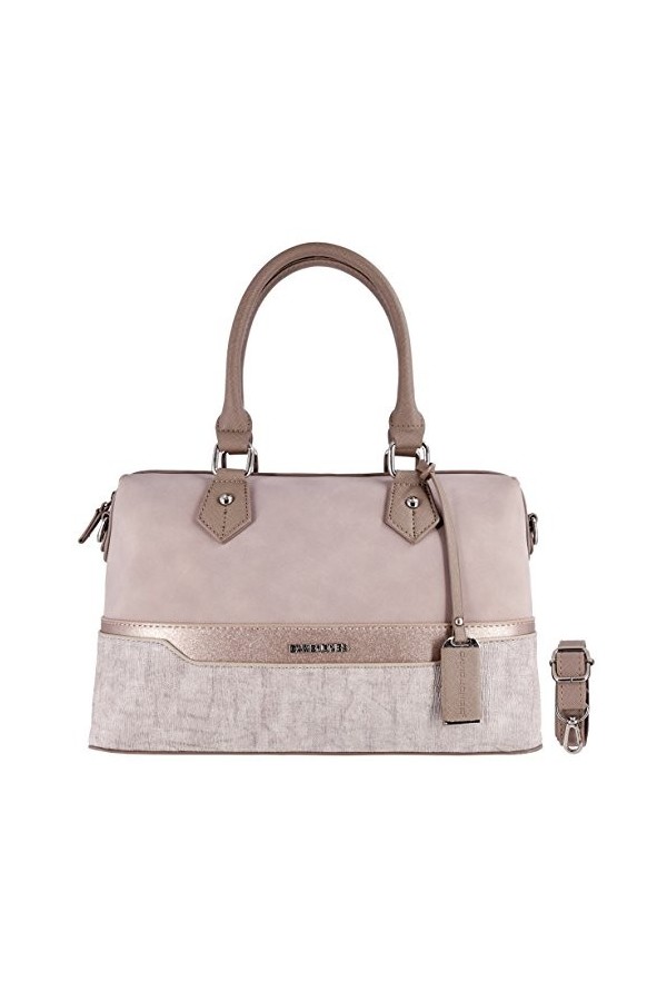 David Jones - Sac à Main Polochon Bowling Femme - Sac Multicolore à Bandes Cuir PU Nubuck Paillette - Cabas Fourre-Tout Porté
