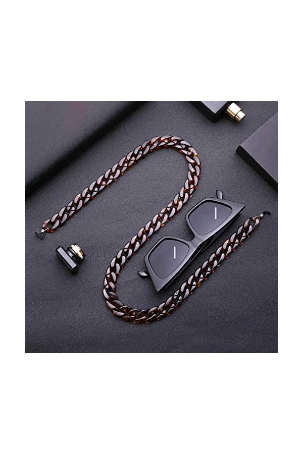 SCIBOR Chaîne de lunettes antidérapante universelle, Texture écaille de tortue, cordon de lunettes de soleil, corde de cou, c