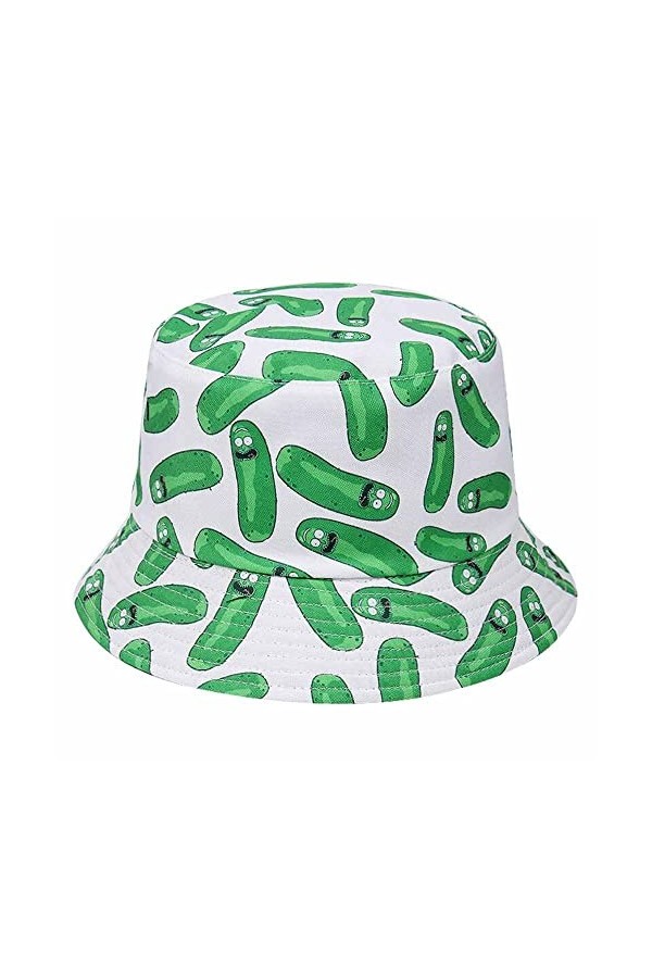 Chapeau bob imprimé concombre, Noir , taille unique