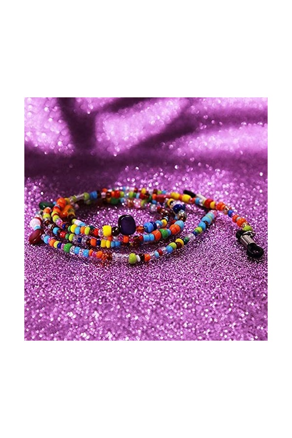 DSFEN 1 Pcs Universel Lunettes Chaîne Lunettes Collier Chaîne Décoratif Lunettes Chaîne Multicolore Perlé Lunettes Porte-Lune