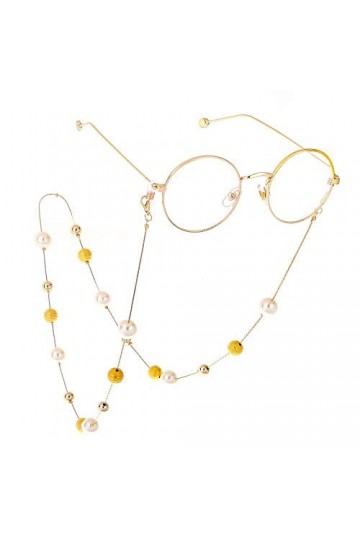 YANJ Chaîne de Lunettes à Perles Blanches pour Femmes Chaîne de Lunettes rétro Lunettes à Longue chaîne Couleur: Or, Taille: