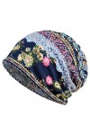 Qunson Femme Baggy Slouchy Beanie Chemo Hat Cap Scarf, Bleu épais., Taille unique