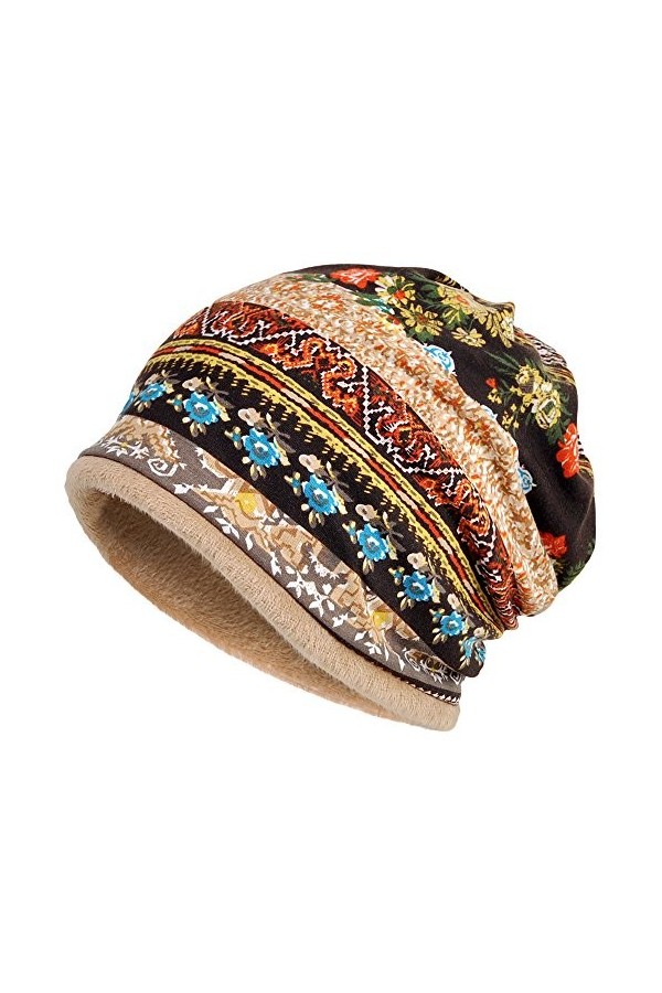 Qunson Femme Baggy Slouchy Beanie Chemo Hat Cap Scarf, Bleu épais., Taille unique