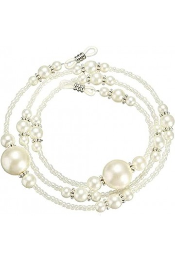DSFEN Porte-chaîne de Lunettes Sangle de Lunettes Chaînes et Cordons de Lunettes pour Femme Blanc