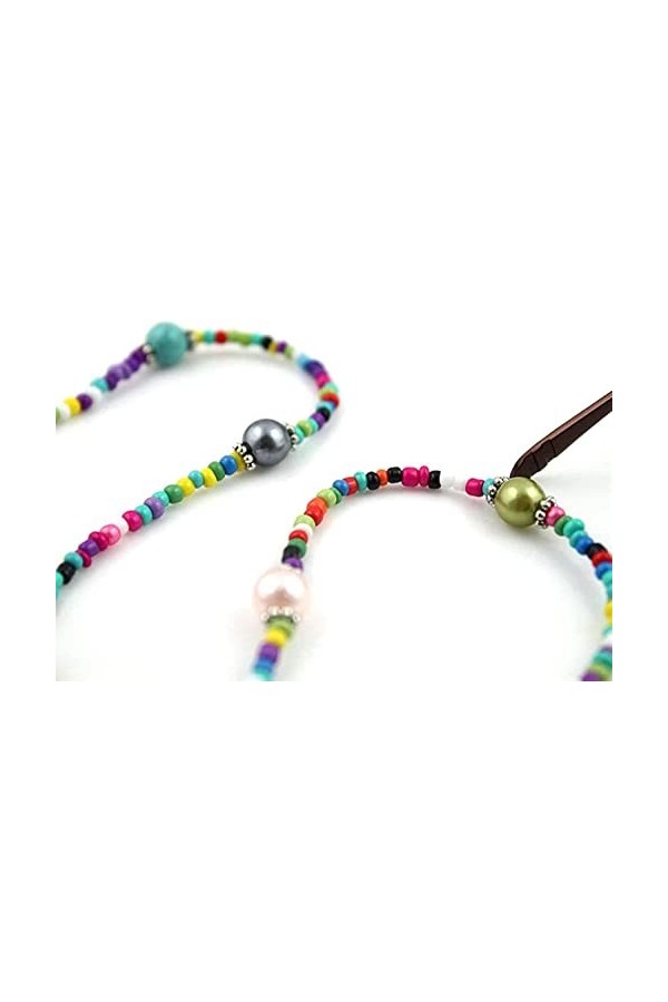DSFEN Porte-chaîne de Lunettes perlée Sangle de Lunettes en métal antidérapant/Cordon de Lunettes de Soleil/chaîne de Cou de 
