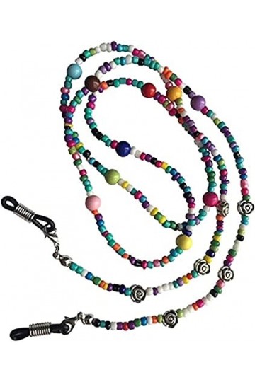 DSFEN Porte-chaîne de Lunettes en Perles de Fleurs Sangle de Lunettes en métal antidérapant/Cordon de Lunettes de Soleil/Cord