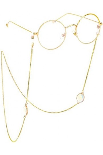 HAOLI Lunettes Chaîne Chaînes Corde Neutre Lunettes Lunettes et Lunettes de Soleil Cou Attache Or 75 cm Corde à Lunettes Cou