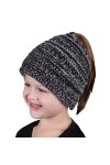 Jixin4you Enfant Bonnet Tricot Chapeau Queue de Cheval Hiver Chaud Beige