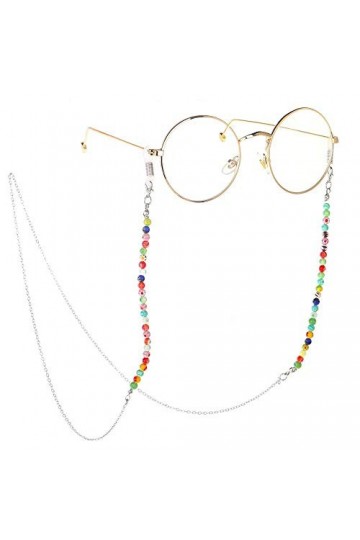 GYC Lunettes Chaîne Multicolore Argent Fleur Perlée Lunettes Lunettes De Soleil Chaîne Sangle Cordon Titulaire Perle Chaîne L