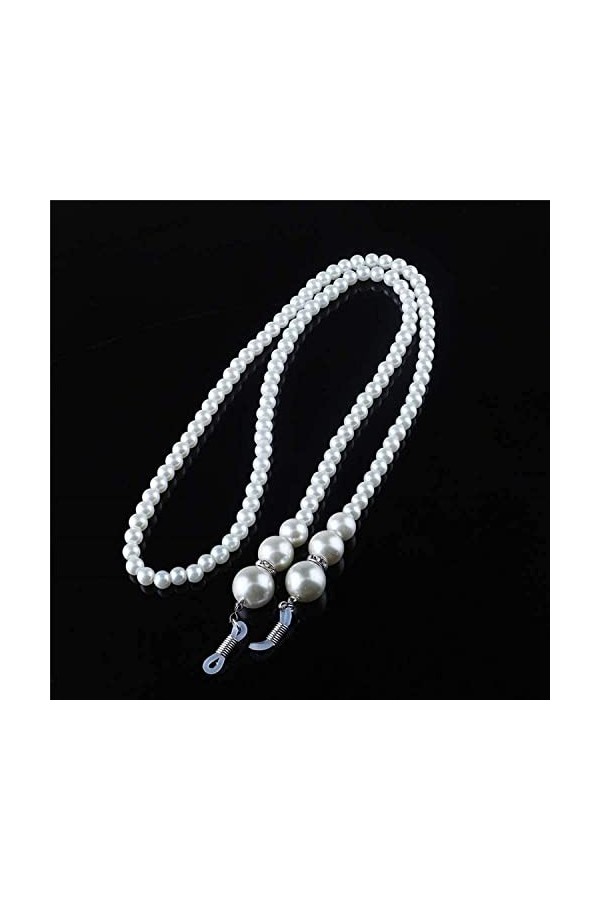 Lunettes De Soleil Perlées Blanches Lunettes De Soleil Chaîne Porte-Cordon Chaînes De Lunettes De Mode Color : White, Size :