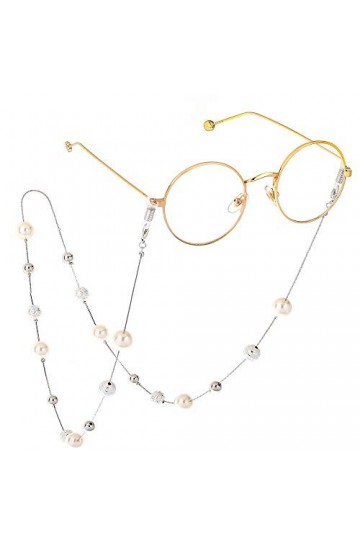 Chaîne de Lunettes Femmes de Lunettes chaîne Blanche perlée Lunettes Collier Bracelet avec Support de Lunettes chaîne chaîne 