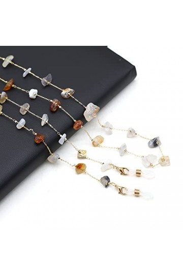 Chaîne de Lunettes en Pierre de Cristal Naturel Chaînes de Lunettes à la Mode Longueur 80cm for Femmes Hommes Lunettes Masque