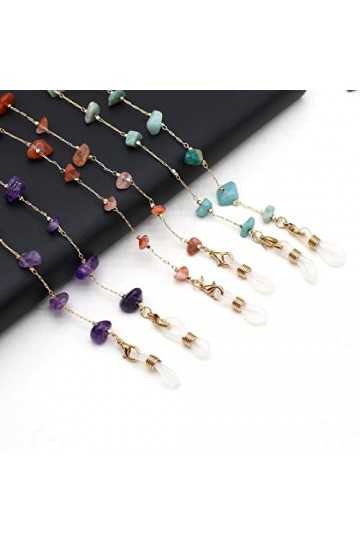 Chaîne de Lunettes en Pierre de Cristal Naturel Chaînes de Lunettes à la Mode Longueur 80cm for Femmes Hommes Lunettes Masque