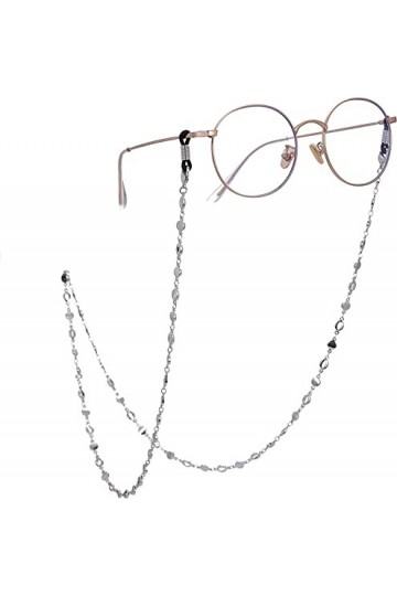 DSFEN Lettre O Porte-chaîne de Lunettes Accessoires de Lunettes pour Hommes Femmes Caoutchouc Argent-Noir 