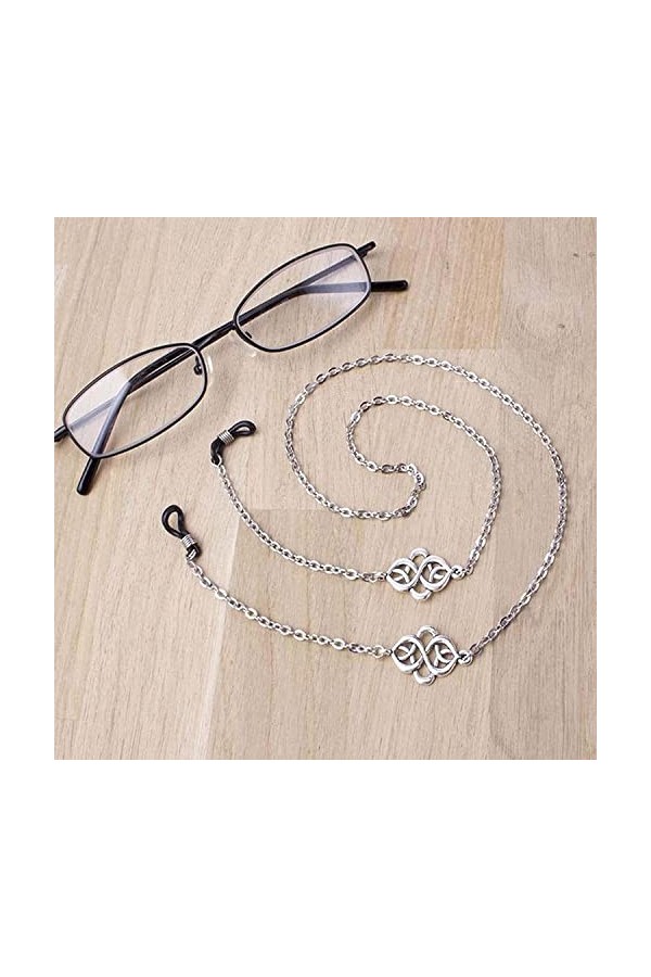 DSFEN Chaîne de Lunettes antidérapante Chine Noeud Chaîne de Lunettes en Argent Porte-Lunettes de Soleil Accessoires de Lunet
