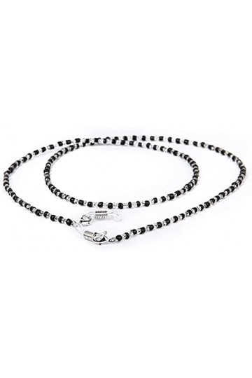 DSFEN 60 cm de Long Mode Lunettes perlées Lunettes Lunettes de Soleil Lunettes chaîne Support Tour de Cou Noir + Clair 