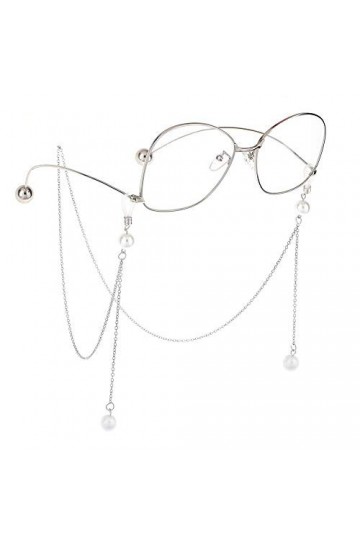 HAOLI Perles Perle Lunettes Chaîne Collier Retenue Chaîne Cordon pour Femmes Lunettes Lunettes De Soleil Couleur : Argent, T