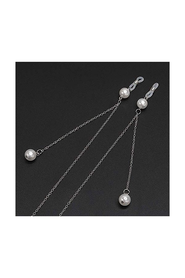 HAOLI Perles Perle Lunettes Chaîne Collier Retenue Chaîne Cordon pour Femmes Lunettes Lunettes De Soleil Couleur : Argent, T