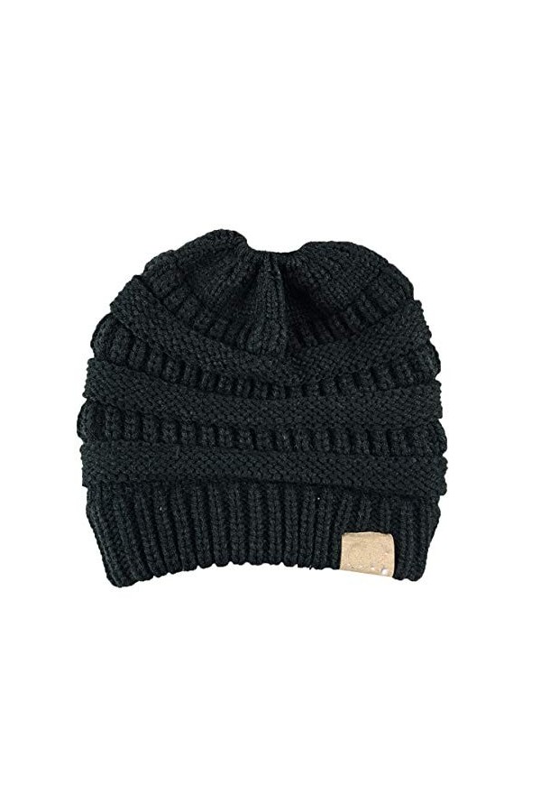 Aikowener Chapeau tricoté Dames épaissir avec des Tresses Trou Bonnet écharpe en Tricot Filles Bonnet dhiver 20 x 21 cm, Mu