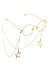 OQHAIR Cordon de lunettes en métal avec pendentif cinq étoiles en argent Chaîne de lunettes faite à la main Couleur : Argent