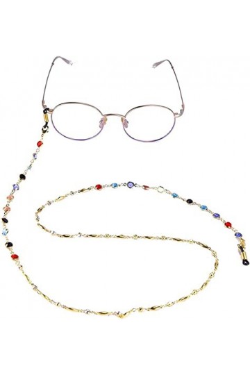 DSFEN Chaîne Porte-Lunettes pour Femmes Strass perlés colorés Sangle de Lecture Lunettes Multicolores délicates pour Dame