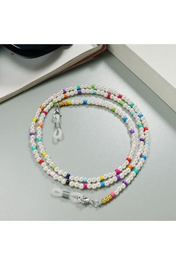 DITUDO Chaînes de Lunettes de Lunettes for Femmes chaîne de Cou perlée colorée Sangles de Lunettes de Soleil élégantes Lunett
