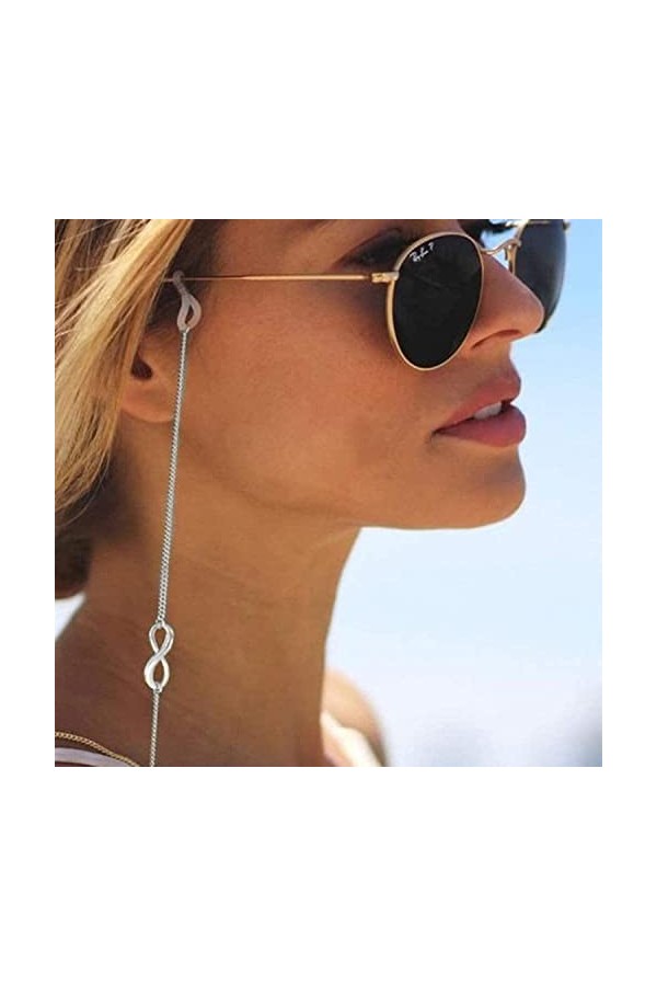DSFEN Chaîne de Lunettes antidérapante Porte-Lunettes numéro 8 Porte-Lunettes chaîne Porte-Lunettes de Soleil Accessoires de 