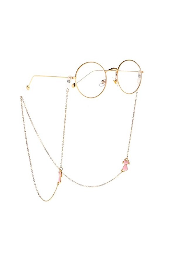 OQHAIR Corde à lunettes en métal or rose mignon pendentif chaîne à lunettes D Talla ?nica 