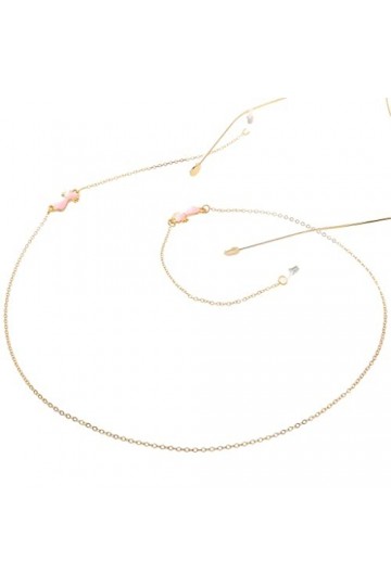 OQHAIR Corde à lunettes en métal or rose mignon pendentif chaîne à lunettes D Talla ?nica 