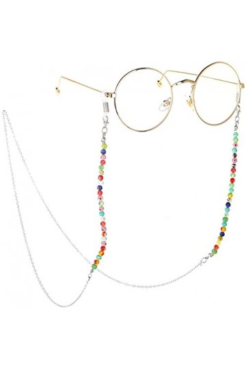 HAOLI Lunettes Chaîne Multicolore Argent Fleur Perlée Lunettes Lunettes De Soleil Chaîne Sangle Cordon Titulaire Perle Chaîne