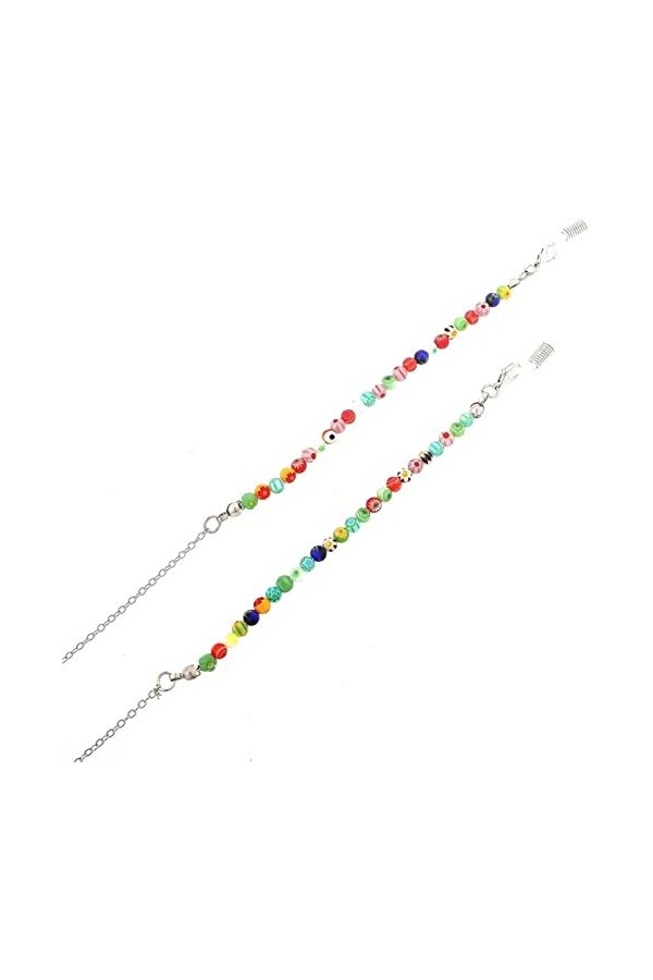 HAOLI Lunettes Chaîne Multicolore Argent Fleur Perlée Lunettes Lunettes De Soleil Chaîne Sangle Cordon Titulaire Perle Chaîne