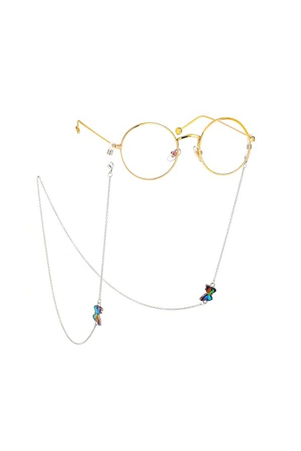 OQHAIR Chaîne en argent gravée à la mode avec cordon de lunettes Chaîne de lunettes en métal anti-perte D Talla ?nica 