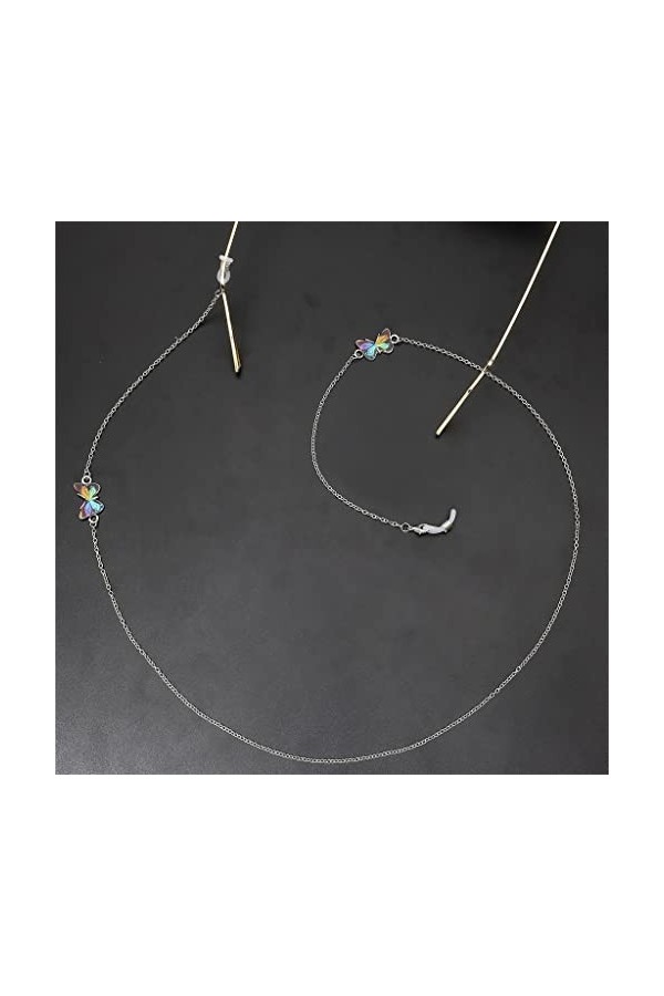 OQHAIR Chaîne en argent gravée à la mode avec cordon de lunettes Chaîne de lunettes en métal anti-perte D Talla ?nica 