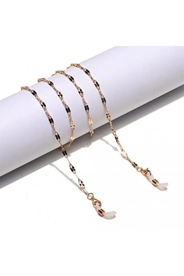 OQHAIR À la mode et facile à perdre couleur or imprimé chaîne à lèvres cordon de lunettes chaîne de lunettes en métal D comm