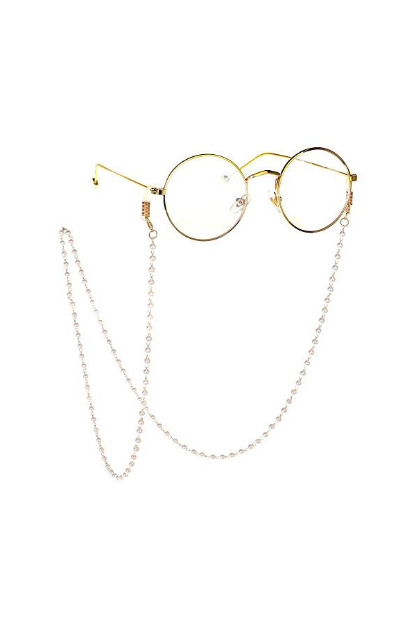 HAOLI Perle Perle Lunettes Chaîne Sangle Lunettes De Soleil Retenue Cordon Spectacle Lanière Couleur : Blanc, Taille : 70cm 