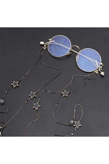 HAOLI Chaîne de Lunettes Femmes Lunettes de Cristal Chaîne de Lunettes Chaîne de Lunettes à Double Brin en métal Noir Corde 