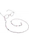 DSFEN Porte-Lunettes pour Femmes chaîne Strass perlés colorés Sangle de Lecture délicate Multicolore métal Lunettes pour Dame