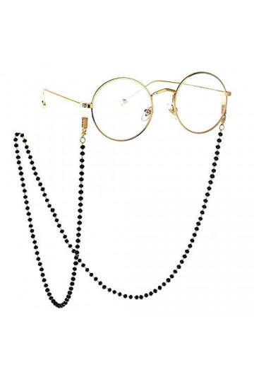 HAOLI Chaînes de Lunettes pour Femmes Lunettes Verres en Cristal Noir Cordons pour Lunettes Sangle de Maintien Lanières Reten