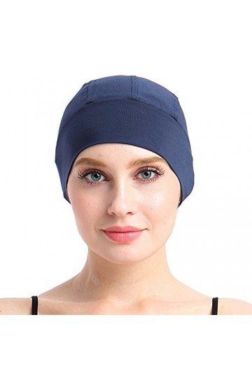Bonnet de sommeil en bambou pour perte de cheveux, couvre-tête pour femme chimio, bleu marine, Taille unique