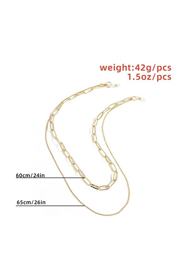 NOGRAX Longe de lunettes Chaînes de lunettes for femmes Double chaîne Chaîne de cou simple Chaînes porte-lunettes élégantes